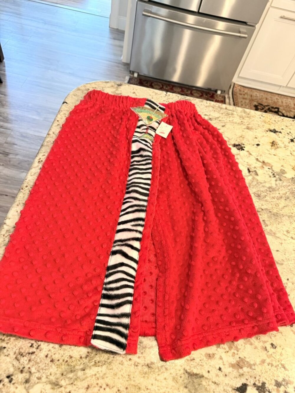 Red Textured Polyester Wrap Skirt With Zebra Print Accent & Embellished Details